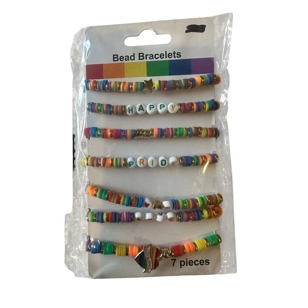 New Bundle 3 Packs of Rainbow LGBTQ+ Pride Bracelets 21 Total (7 Per Card) Love